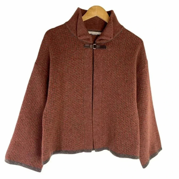 Chiaramenta S orange/brown wool‎ blend Made in Italy cardigan - Picture 1 of 6